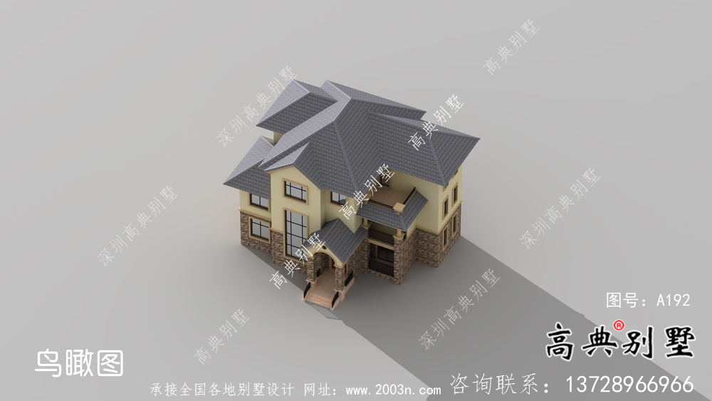 鄉(xiāng)村歐式三層別墅外觀效果圖