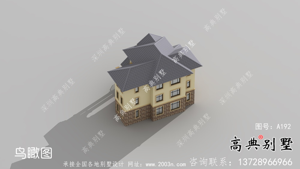 鄉(xiāng)村歐式三層別墅外觀效果圖