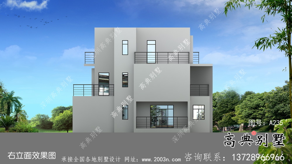 現代風格復式三層別墅設計圖紙及平面設計圖