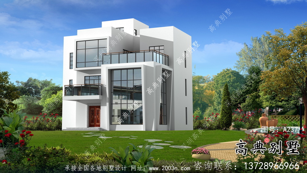 農村三層現代風格別墅設計圖紙大全