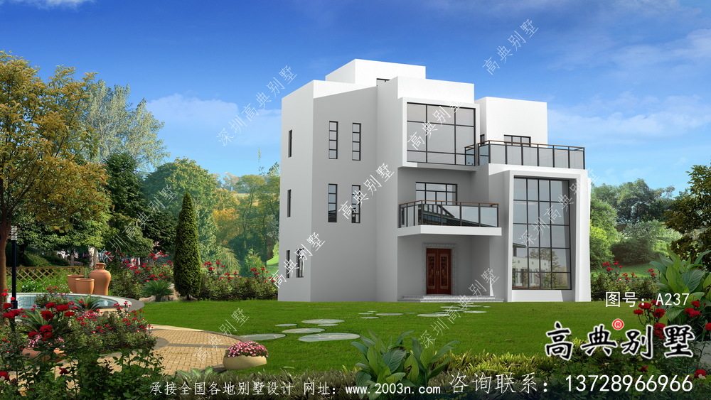 農村三層現代風格別墅設計圖紙大全