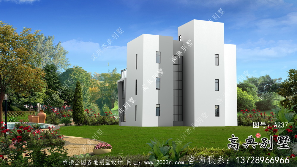 農村三層現代風格別墅設計圖紙大全