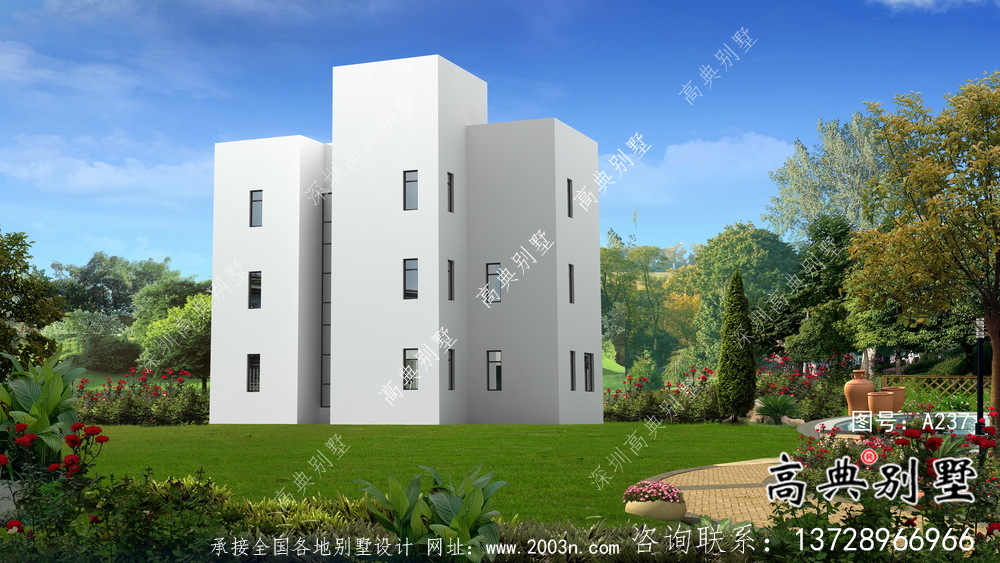 農村三層現代風格別墅設計圖紙大全