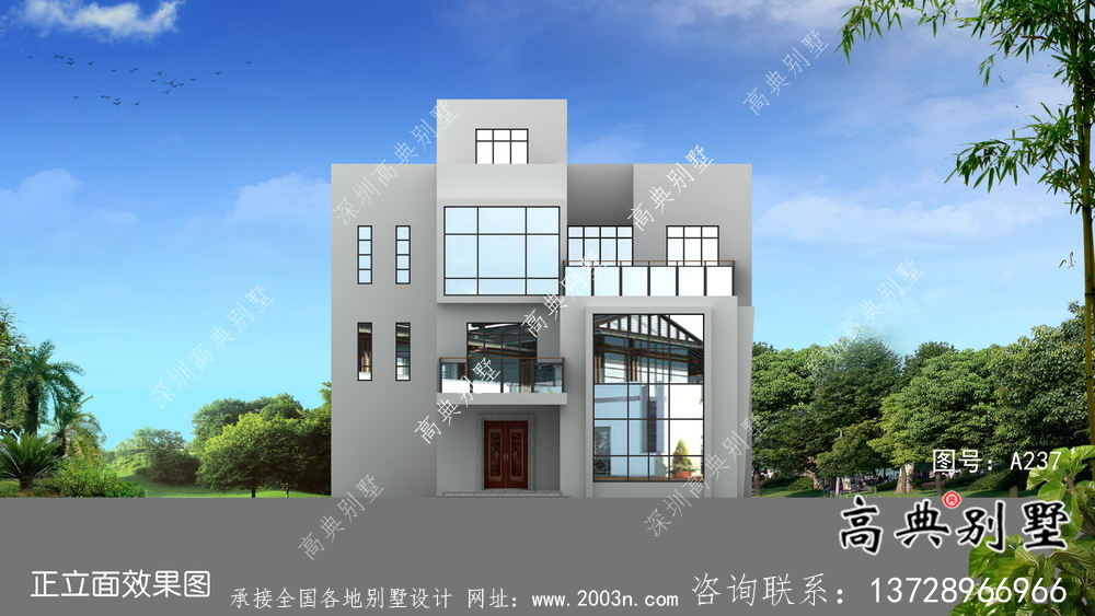 農村三層現代風格別墅設計圖紙大全