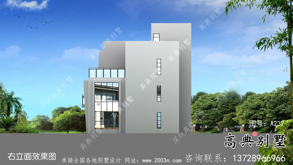 農村三層現代風格別墅設計圖紙大全