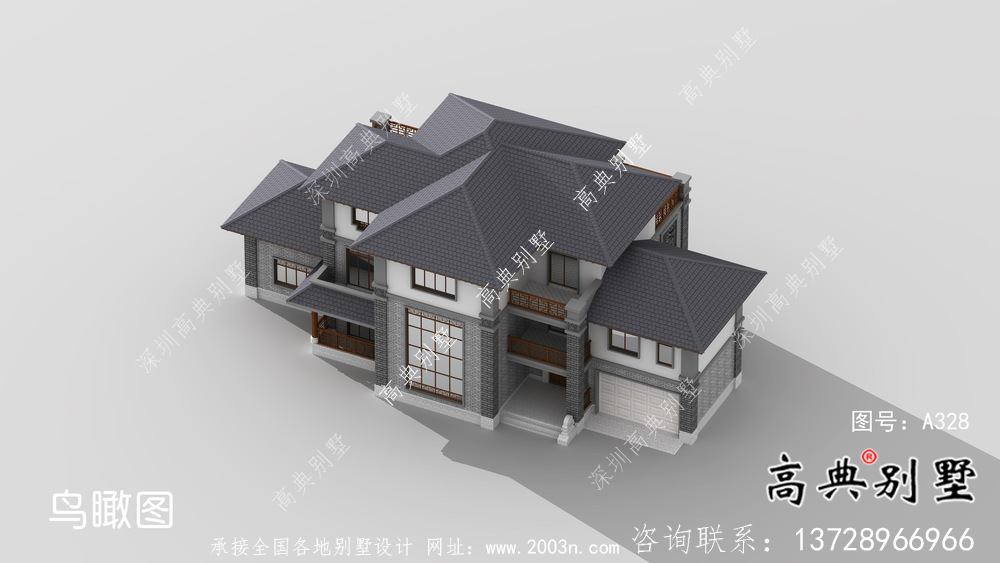 新中式復(fù)式三層新農(nóng)村房屋設(shè)計圖紙