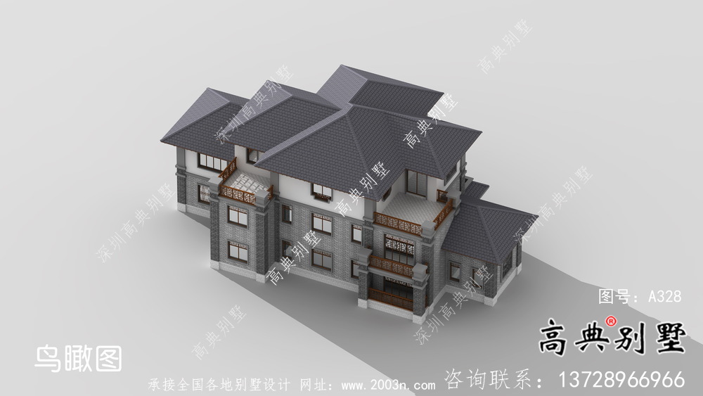 新中式復(fù)式三層新農(nóng)村房屋設(shè)計圖紙