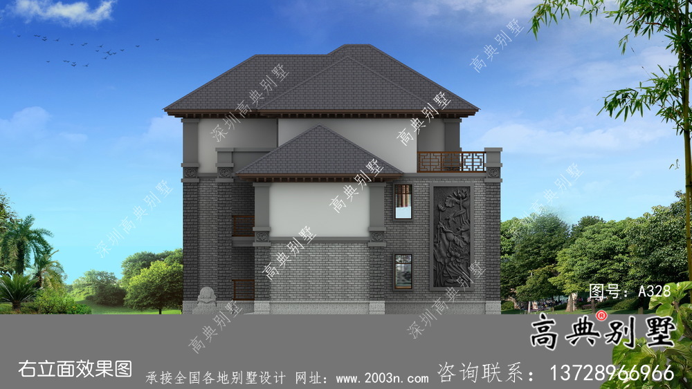 新中式復(fù)式三層新農(nóng)村房屋設(shè)計圖紙