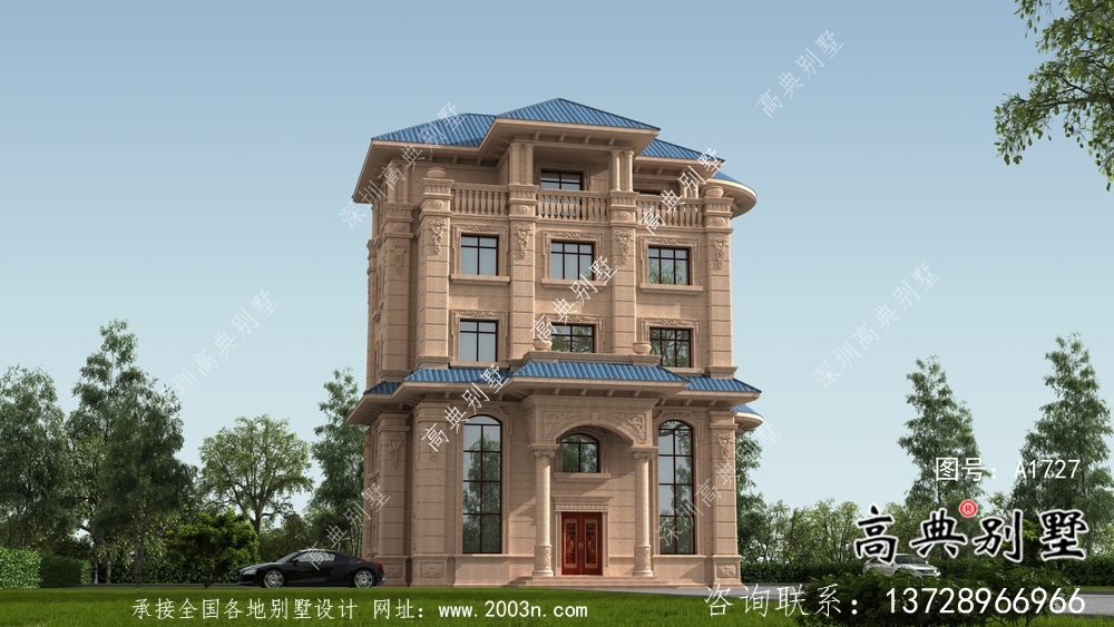 意大利風格坡屋頂房屋設計圖+設計效果圖