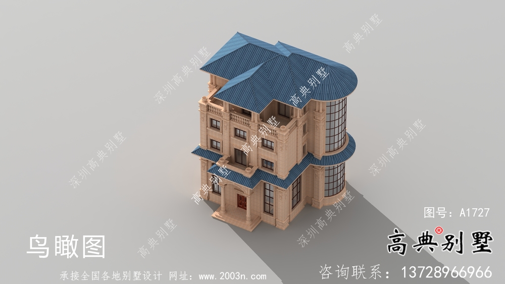 意大利風格坡屋頂房屋設計圖+設計效果圖