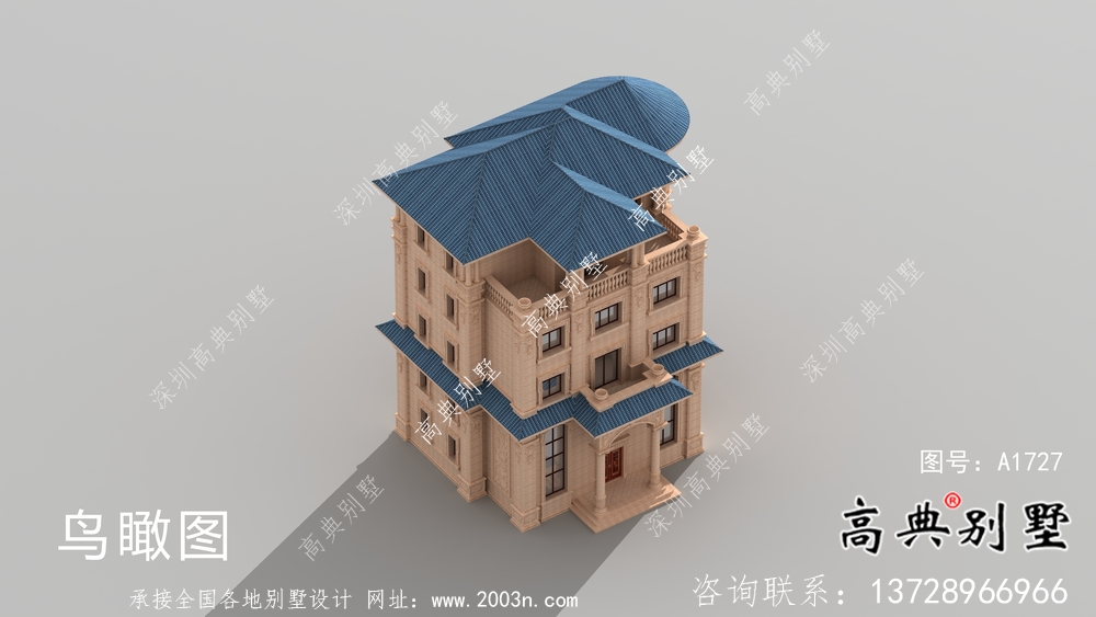 意大利風格坡屋頂房屋設計圖+設計效果圖