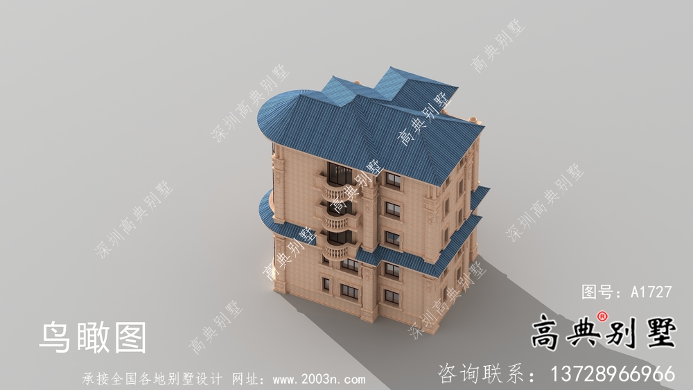 意大利風格坡屋頂房屋設計圖+設計效果圖