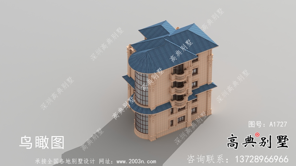 意大利風格坡屋頂房屋設計圖+設計效果圖