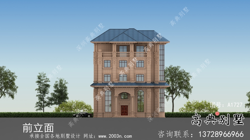 意大利風格坡屋頂房屋設計圖+設計效果圖