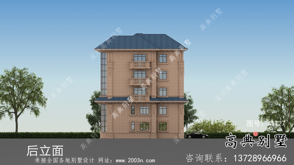 意大利風格坡屋頂房屋設計圖+設計效果圖