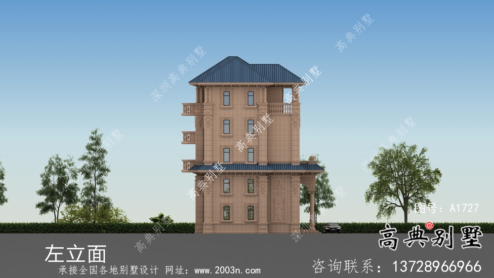 意大利風格坡屋頂房屋設計圖+設計效果圖