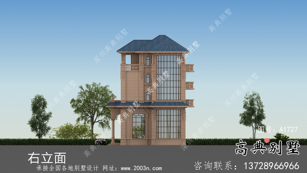 意大利風格坡屋頂房屋設計圖+設計效果圖