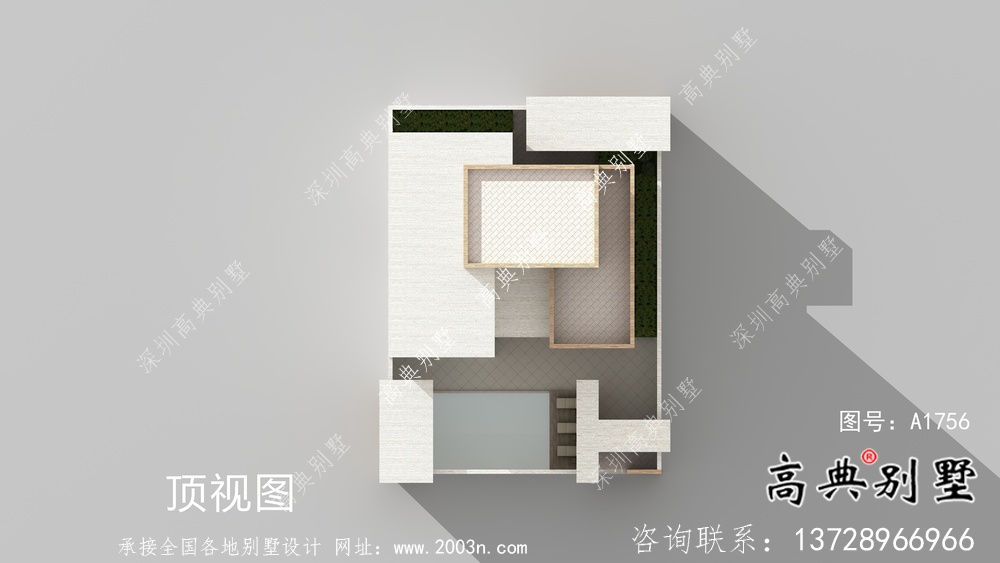 現代簡約精美院子平屋頂別墅設計圖+設計效果圖