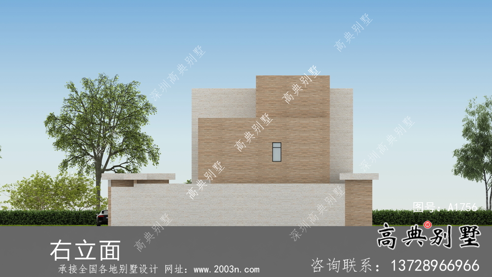 現代簡約精美院子平屋頂別墅設計圖+設計效果圖