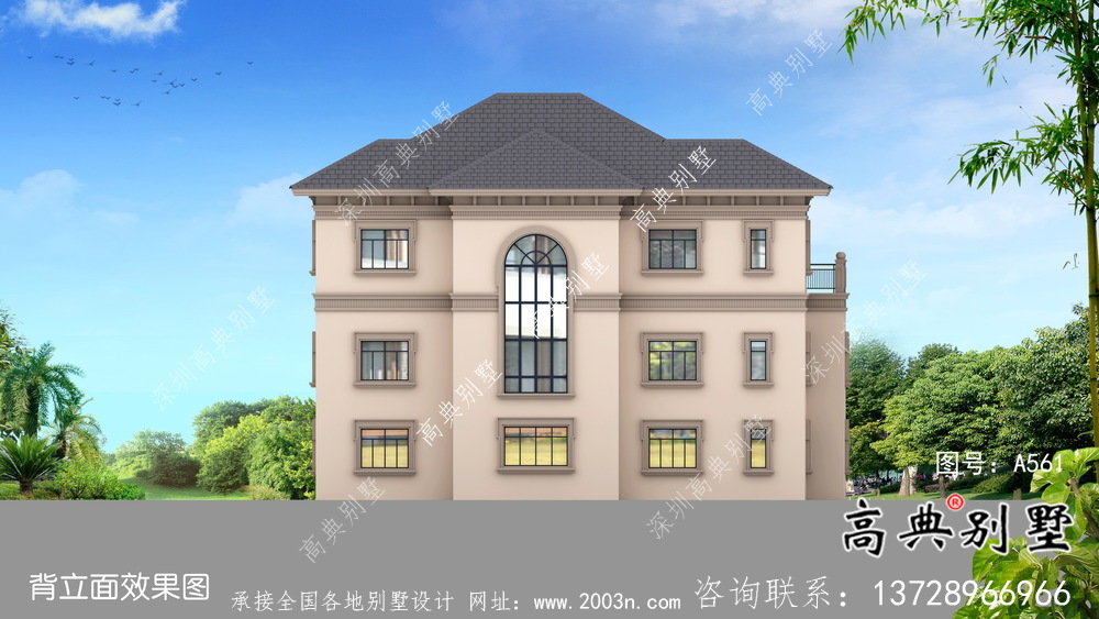 農村三層歐式豪華別墅效果圖及設計圖紙