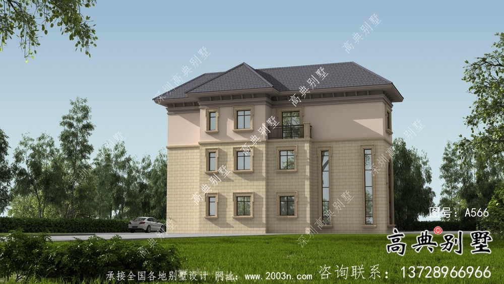 農(nóng)村復(fù)式三層歐式別墅設(shè)計(jì)效果圖