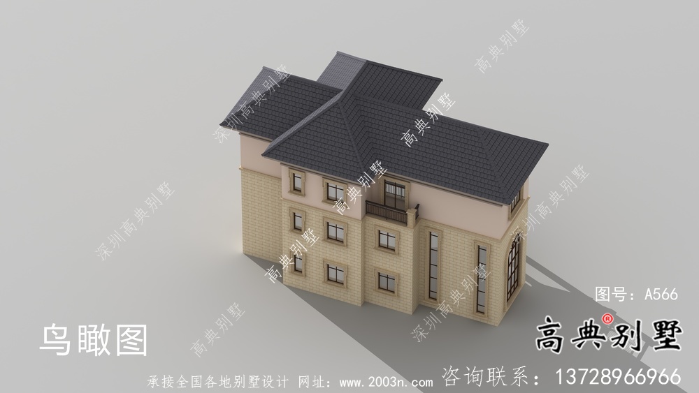 農(nóng)村復(fù)式三層歐式別墅設(shè)計(jì)效果圖