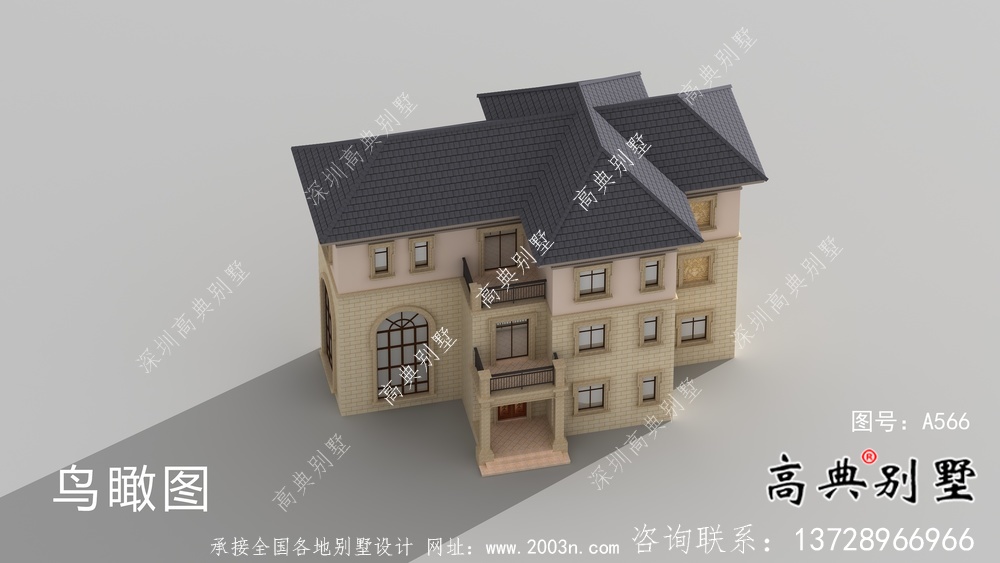 農(nóng)村復(fù)式三層歐式別墅設(shè)計(jì)效果圖