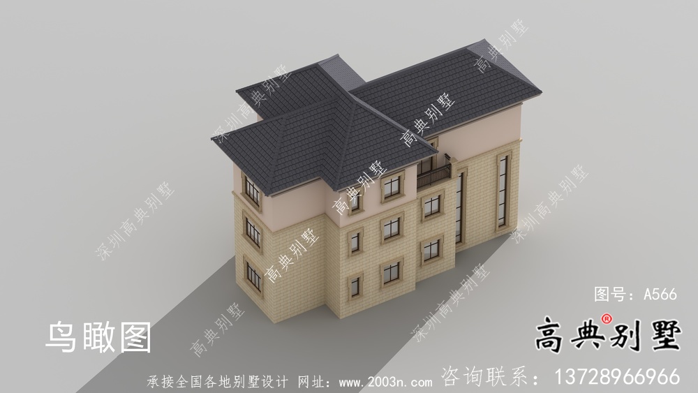 農(nóng)村復(fù)式三層歐式別墅設(shè)計(jì)效果圖