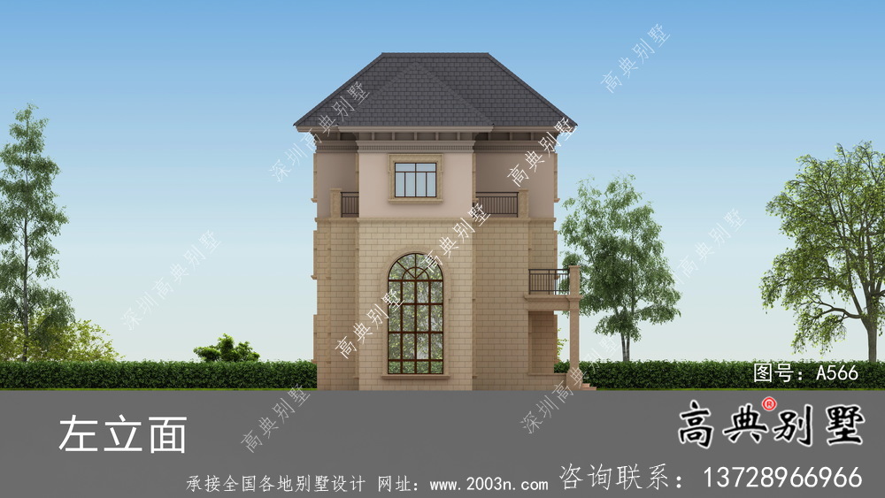 農(nóng)村復(fù)式三層歐式別墅設(shè)計(jì)效果圖