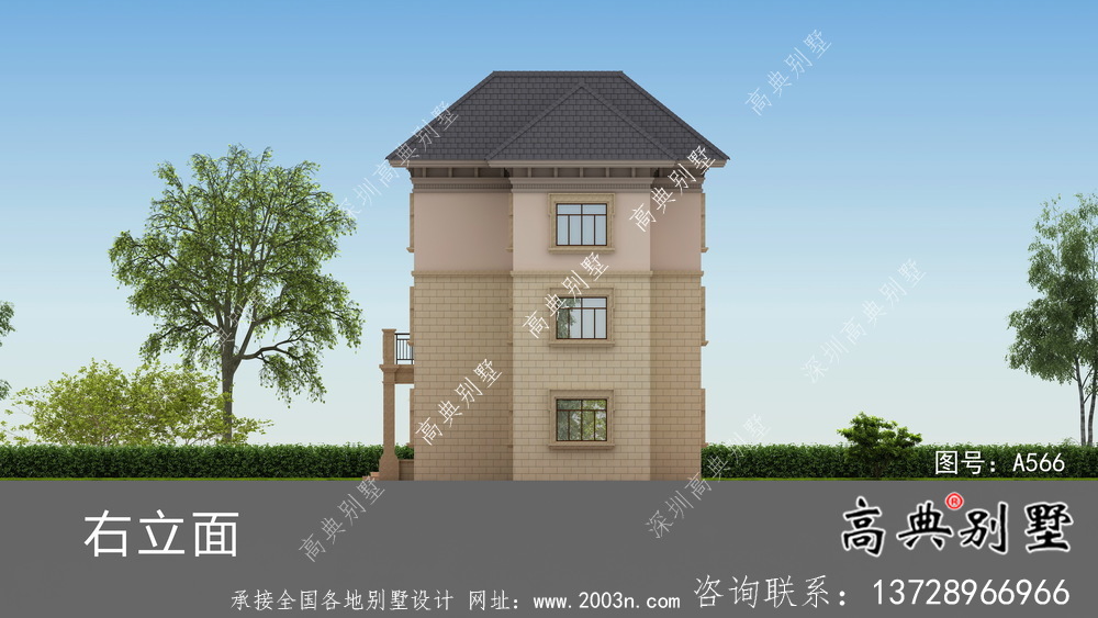 農(nóng)村復(fù)式三層歐式別墅設(shè)計(jì)效果圖