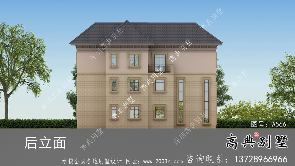 農(nóng)村復(fù)式三層歐式別墅設(shè)計(jì)效果圖