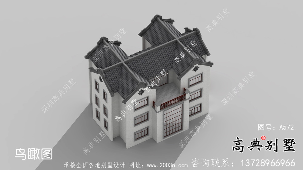農村新中式三層潮派別墅圖紙及效果圖