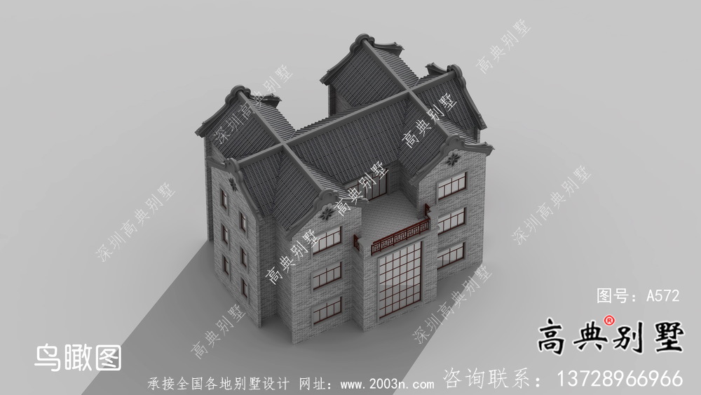 農村新中式三層潮派別墅圖紙及效果圖