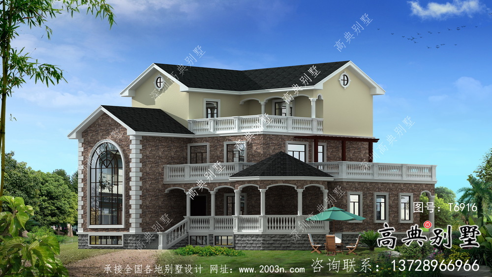 法式風格農(nóng)村住宅別墅設(shè)計圖+設(shè)計效果圖
