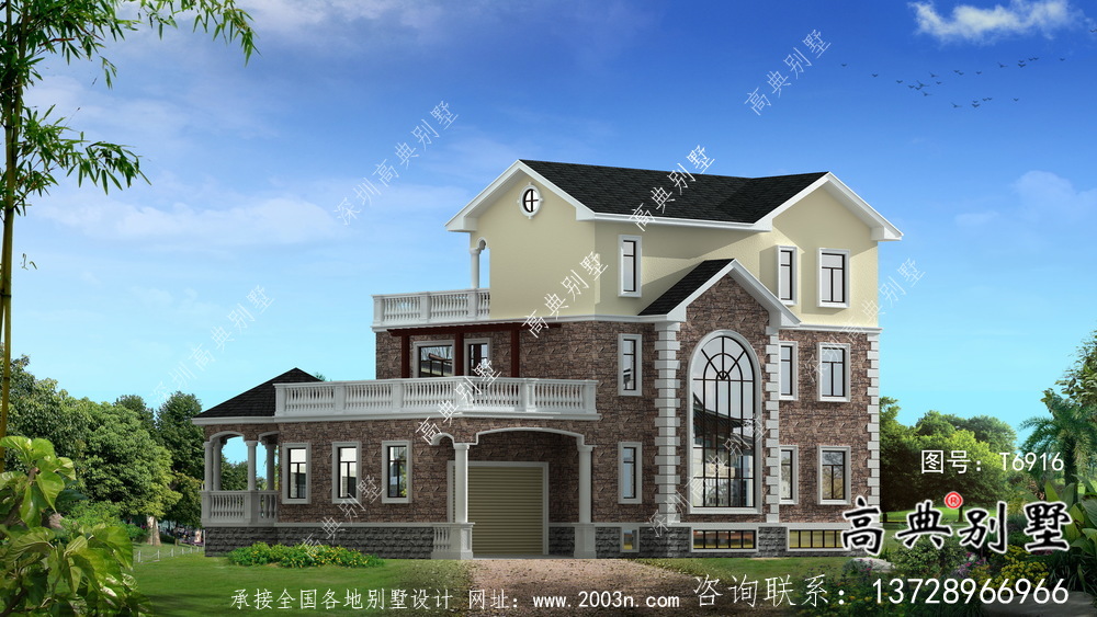 法式風格農(nóng)村住宅別墅設(shè)計圖+設(shè)計效果圖