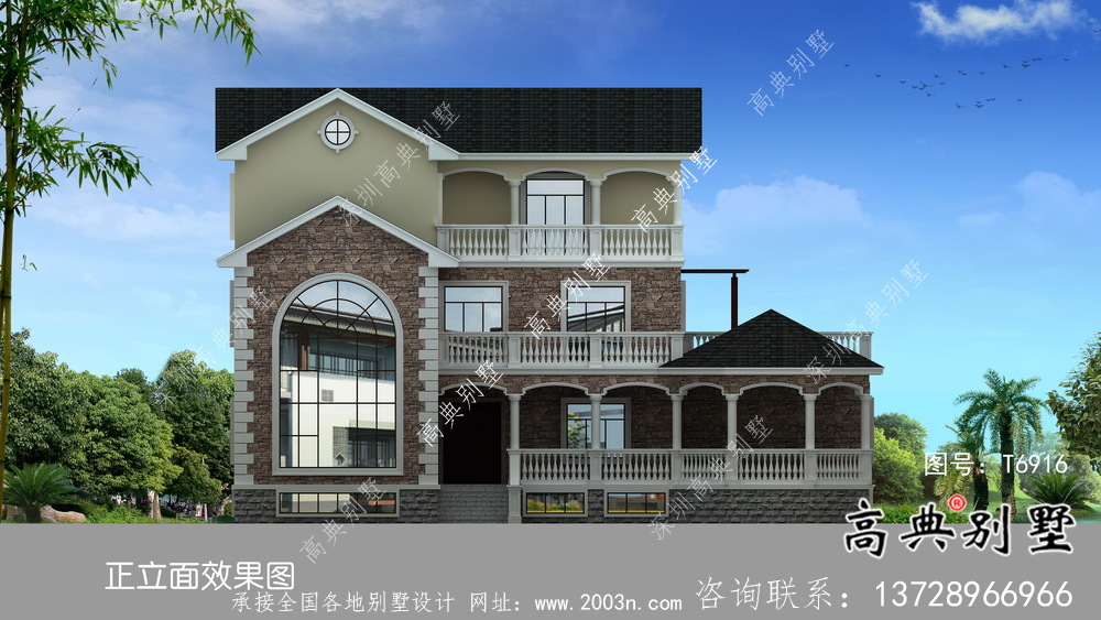 法式風格農(nóng)村住宅別墅設(shè)計圖+設(shè)計效果圖