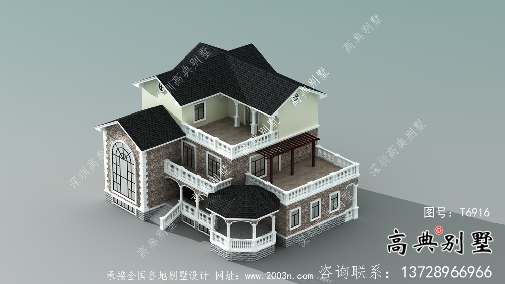法式風格農(nóng)村住宅別墅設(shè)計圖+設(shè)計效果圖