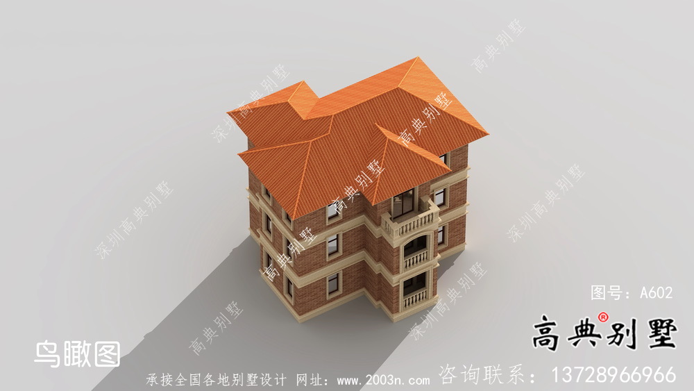 歐式別墅三層農村房屋外觀效果圖