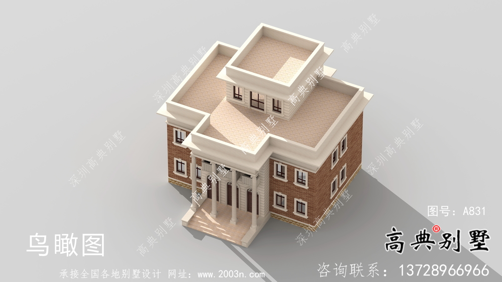 歐式三層復(fù)式小洋樓外觀效果圖