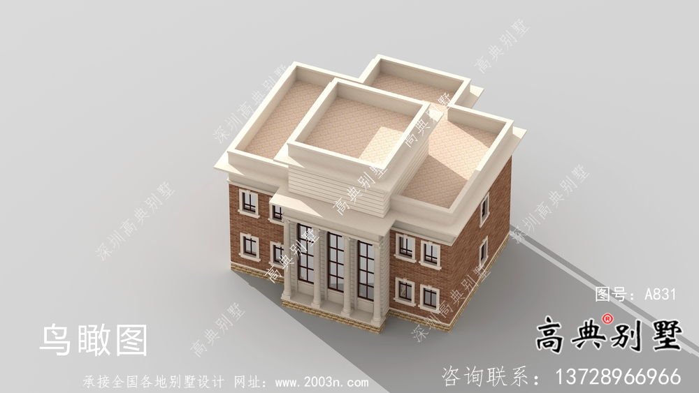 歐式三層復(fù)式小洋樓外觀效果圖