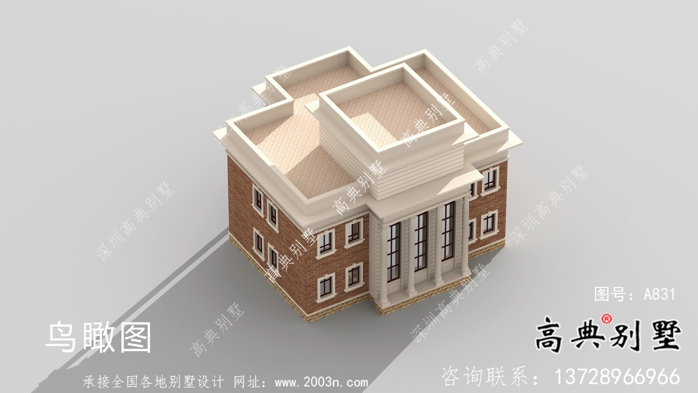 歐式三層復(fù)式小洋樓外觀效果圖