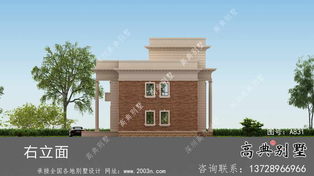 歐式三層復(fù)式小洋樓外觀效果圖