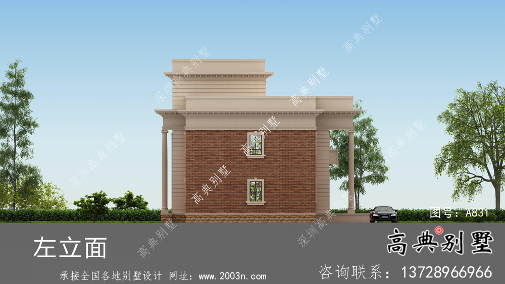 歐式三層復(fù)式小洋樓外觀效果圖