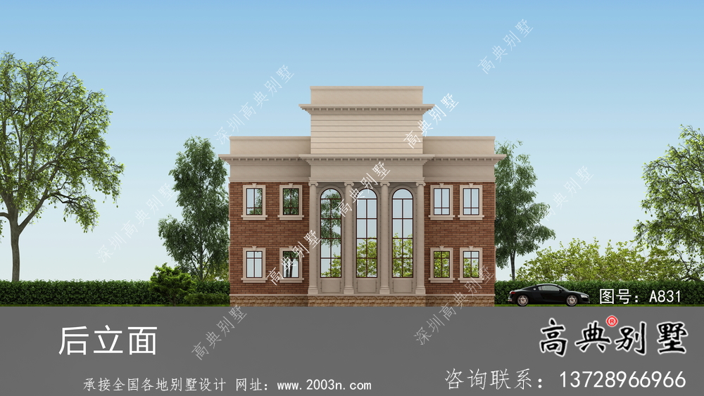 歐式三層復(fù)式小洋樓外觀效果圖