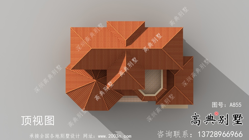 歐式豪華三層鄉村別墅外觀效果圖