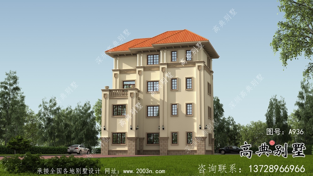 歐式四層別墅設計圖紙平面圖