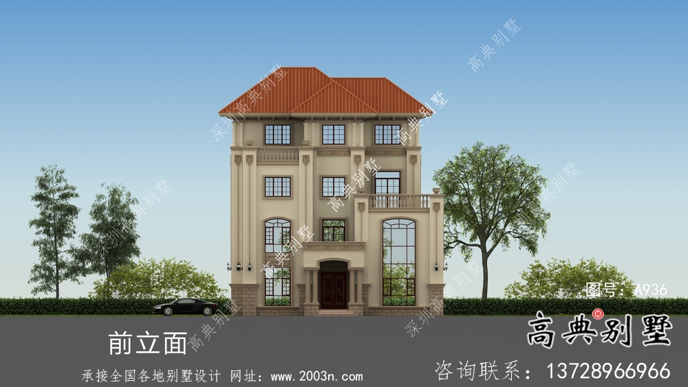 歐式四層別墅設計圖紙平面圖