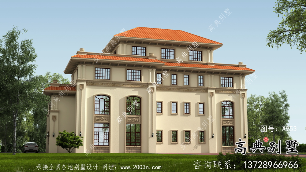 復式四層歐式別墅圖紙帶效果圖