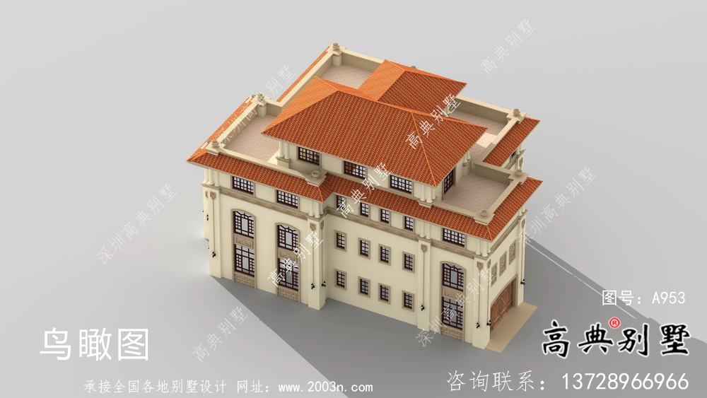 復式四層歐式別墅圖紙帶效果圖