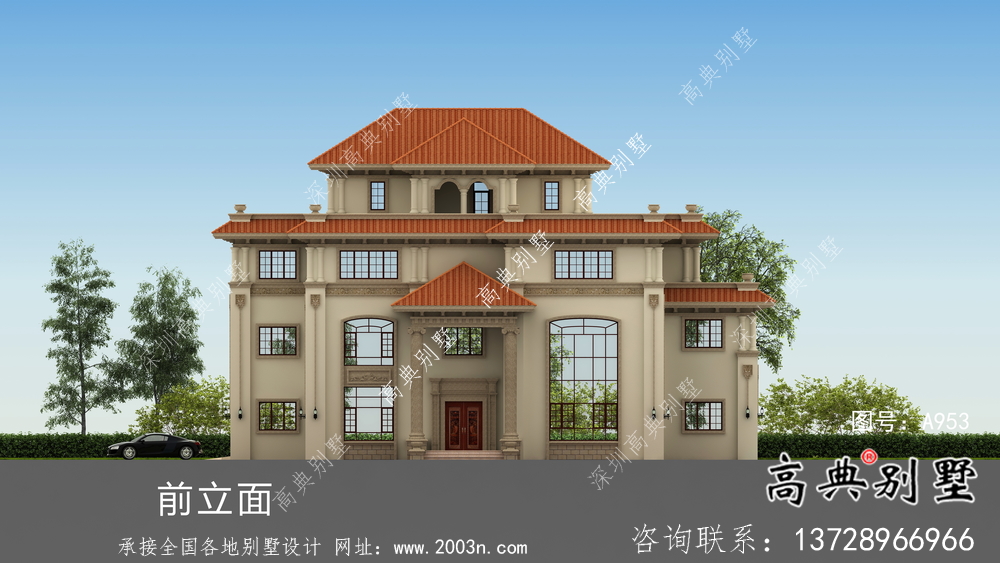 復式四層歐式別墅圖紙帶效果圖